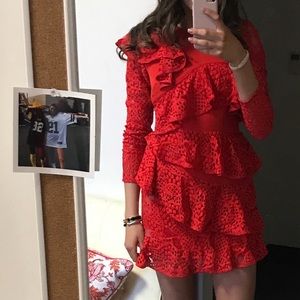 Aijek Red Ruffle Dress